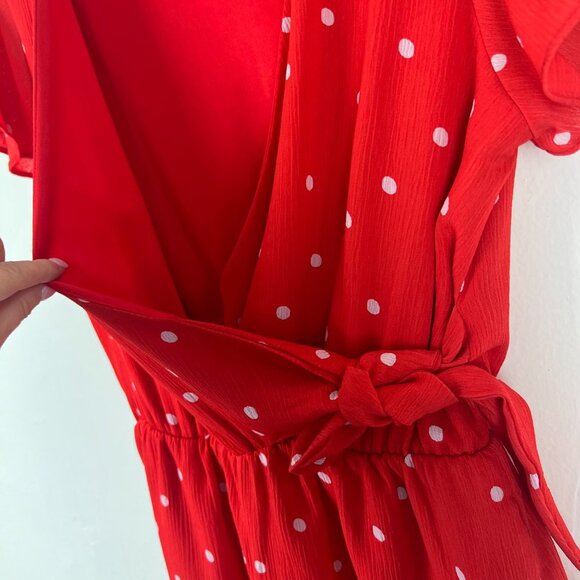 Vestique Polka Dot Tie Romper Lipstick Red Size Small S EUC L2611 - Picture 5 of 16